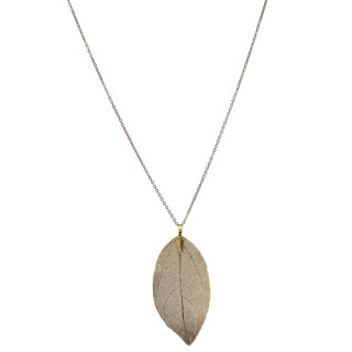 necklace leaf, 80cm, bronze