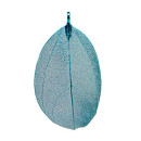 Pendant leaf large, natural/copper, turquoise