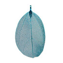 Anhänger Blatt Groß, Natur/Kupfer, Türkis