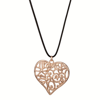 ribbon necklace with pendant, 80cm, rose gold matt