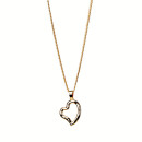 Long curb chain with pendant, 60cm, heart, rose gold