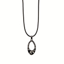 Fashionable waxcord necklace, 47cm, oval, black