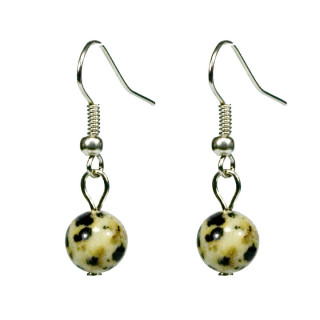 Natural pearl earrings Dalmantine Jasper, 8mm - only 6 pairs left!