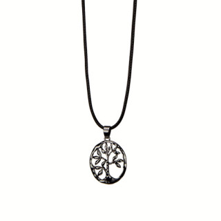 Modische Wachsbandkette, 47cm, Baum, schwarz