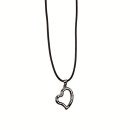 Fashionable waxcord necklace, 47cm, heart, black