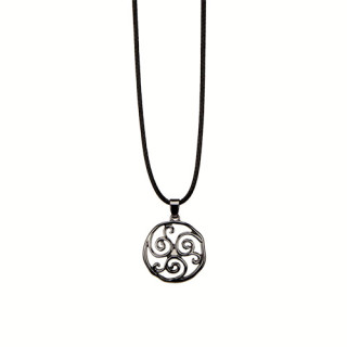 Fashionable waxcord necklace, 47cm, circle, black