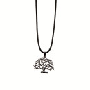 Fashionable waxcord necklace, 47cm, tree, black