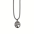 Fashionable waxcord necklace, 47cm, tree, black matt