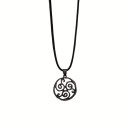 Fashionable waxcord necklace, 47cm, circle, black matt