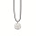 Fashionable waxcord necklace, 47cm, circle, silver matt