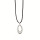 Fashionable waxcord necklace, 47cm, oval, silver matt