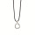 Fashionable waxcord necklace, 47cm, circle, silver matt