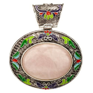 Lackierter Anhänger Rosenquarz, 70x60mm