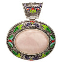 Lacquered pendant rose quartz, 70x60mm