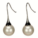 earrings mother of pearl, ball, cream