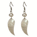 earrings mother-of-pearl/freshwater pearl, cream