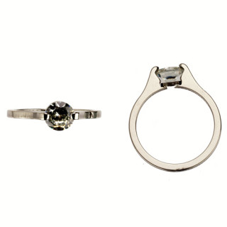 Stainless steel ring with stones, silver-black