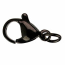 50 Karabiner Edelstahl mit Ring, Schwarz,12x7mm