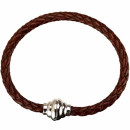 Leather bracelet with magnetic closure, 6mm, redbrown