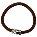 Leather bracelet with magnetic closure, 6mm, brown