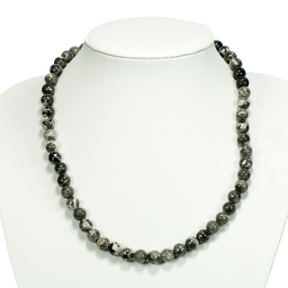 Necklace ball fossil black, 8mm