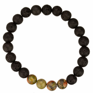 Armband Lava/Unakite, 8mm