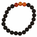 Armband synth. Onyx matt/Roter Achat, 8mm