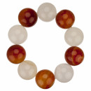 Bracelet agate, red-white, 20mm