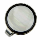 stainless steel ring with mother of pearl, silver