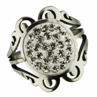 Edelstahlring mit Steinen, Silber