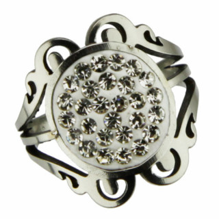 stainless steel ring with stones, silver