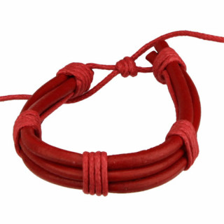 Leather bracelet, red