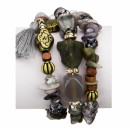 Schlangenarmband mit Natursteinen, Grau