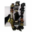 Schlangenarmband mit Natursteinen, Schwarz