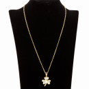 Halskette Edelstahl, Anhänger mit Steinen, 48cm, Gold