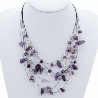 Natural stone chain 7 strands, amethyst