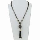 Long necklace glass/porcelain, black
