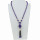Long necklace glass/porcelain, blue