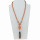 Lange Halskette Glas/Porzellan, Orange