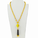 Long necklace glass/porcelain, yellow