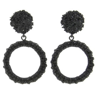 Fashionable earrings circle, black