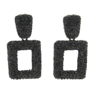 Fashionable earrings rectangle, black