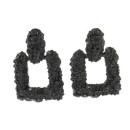 Fashionable earrings square, black