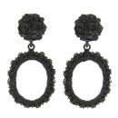 Fashionable earrings oval, black