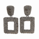Fashionable earrings rectangle, anthracite