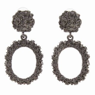 Fashionable earrings oval, anthracite