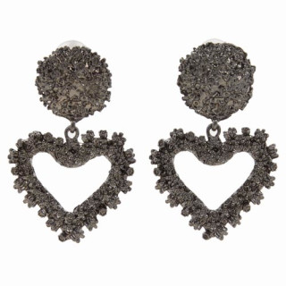 Fashionable earrings heart, anthracite