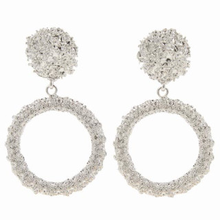 Fashionable earrings circle, light silver