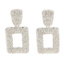Fashionable earrings rectangle, light silver
