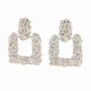 Fashionable earrings square, light silver